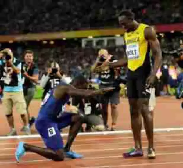 Justin Gatlin Defeats Usain Bolt, Bows Down To Him (Photo)